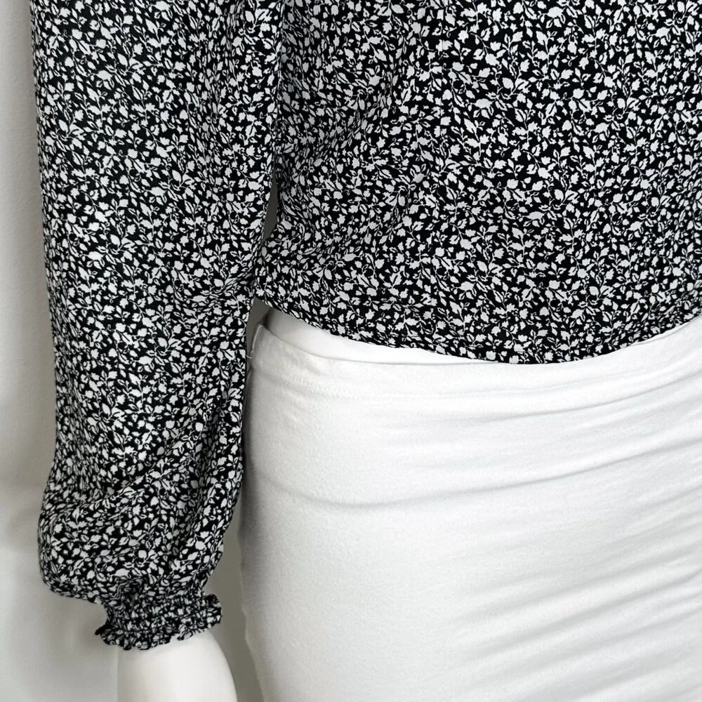 Abercrombie & Fitch Square Neck Balloon Puff Long Sleeve Top Ditsy Floral Print